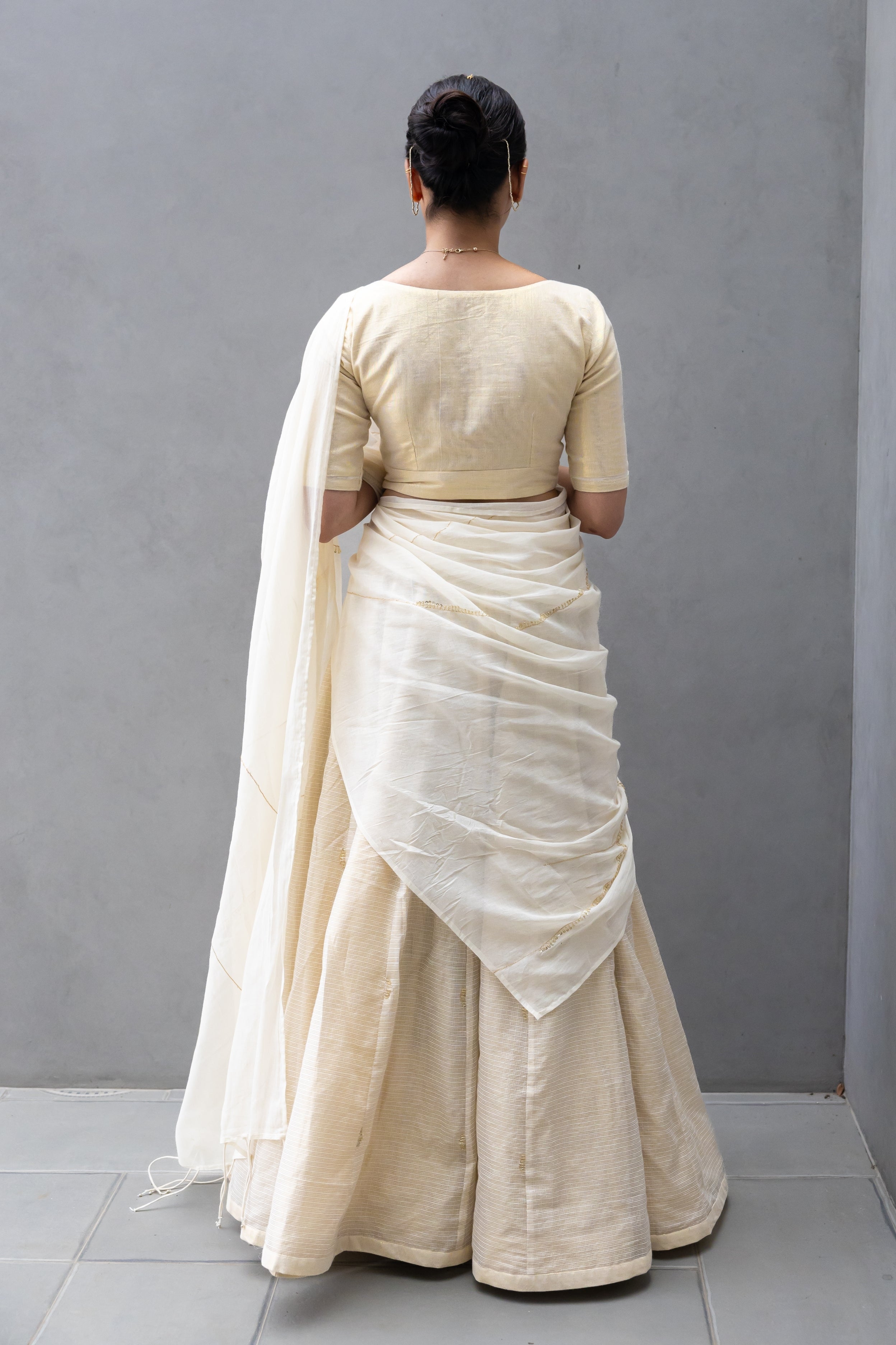 Panelled Skirt with Hand Embroidered Dupatta